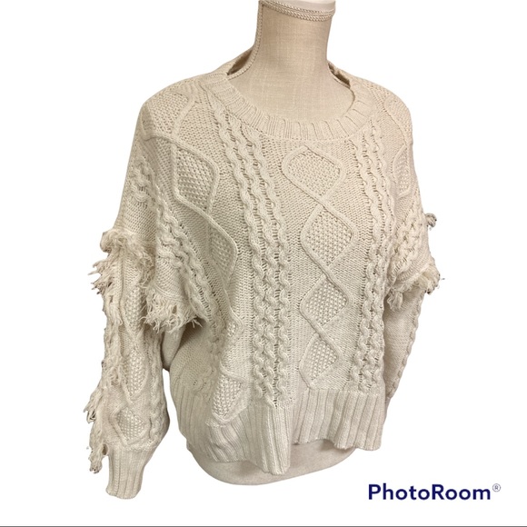 a.n.a Sweaters - A.N.A knit Sweater with Fringe sleeves